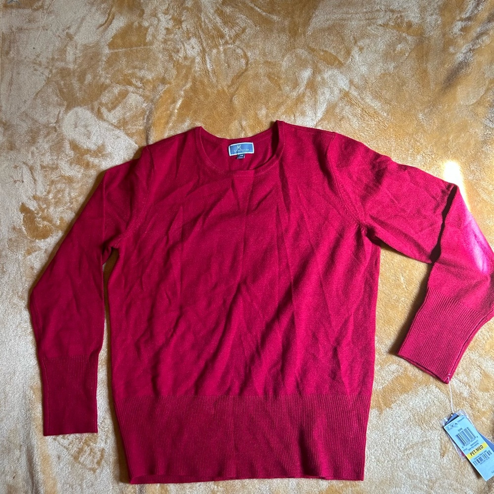 JM Collection Red Crewneck Sweater